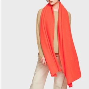 White + Warren Neon Coral Cashmere Travel Wrap